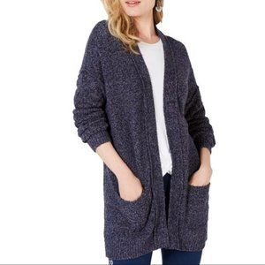 Style & Co. Womens Ribbed Trim Open Front Cardigan